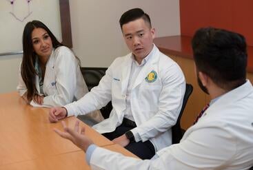 Students discussing things privately in a small group